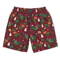 thumbnail image 2 of Honeii's Dinosaur Christmas Print Men's Casual Shorts with Drawstring，Swim Trunks Quick Dry Beach Shorts, 2 of 5