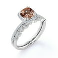 thumbnail image 4 of JeenMata 1.50 Carat Cushion Cut created morganite Art Deco Bridal Set in 18k White Gold over Silver, 4 of 6