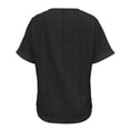 thumbnail image 3 of Yubnlvae Women's T-Shirt V-Neck Perforated Hook-and-Eye Hollow-Out Decorative Short Sleeve Top - Orange/Black/White - S/M/L/XL/XXL (Black | L), 3 of 9