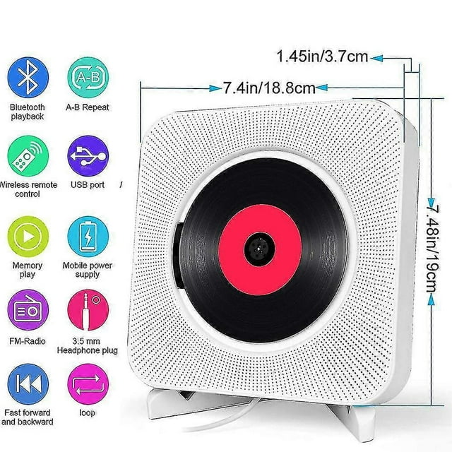 Portable Cd Player With Tooth, Mountable Cd Music Player Home O With Remote Fm Radio Built-in Hifi