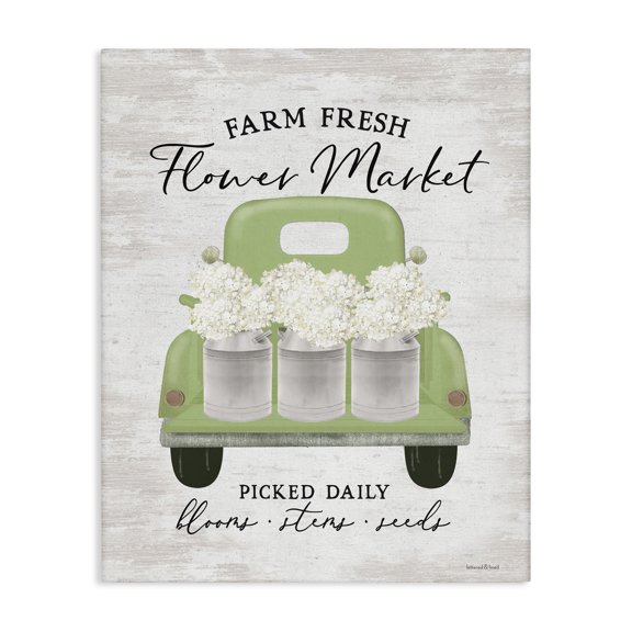 Stupell Industries Farmhouse Farm Fresh Flower Market White Hydrangeas Milk Tin Canvas Art, 16 x 20, by Lettered and Lined