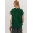 thumbnail image 2 of Casual Women's Sea Green Leopard Trim T-Shirt – Effortless Summer Style for Daily Wear, XL, 2 of 8
