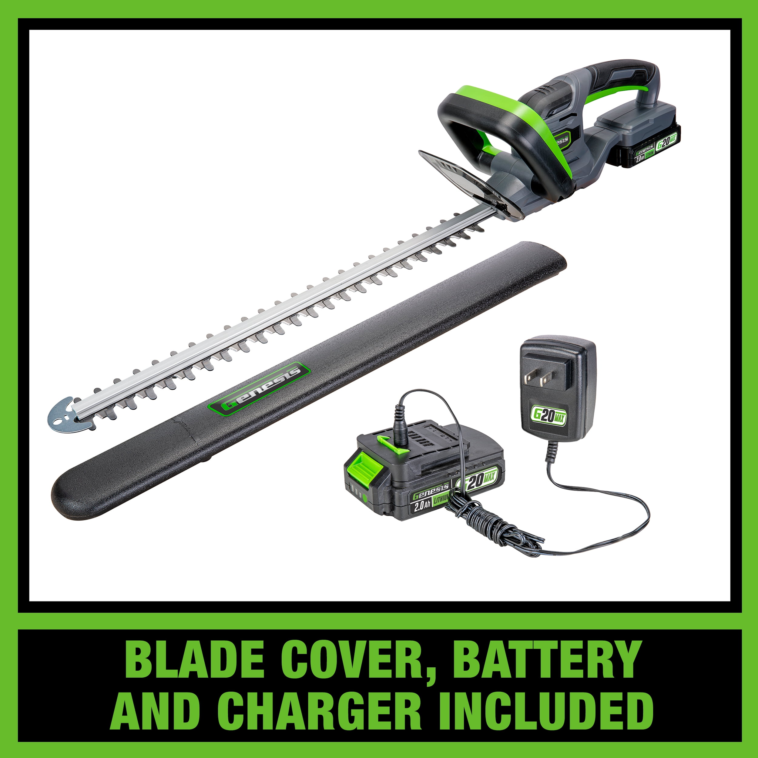 Genesis  Cordless Hedge Trimmer with 20in Blade, Battery & Charger G20MAX (GLGHT20B)
