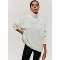 thumbnail image 6 of Women'S High Neck Sweaters Loose Fit Fall Winter Pullover Jumper Tops White S, 6 of 8