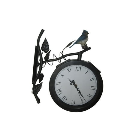 15 Inch Solar Clock With Bird On Branch Light
