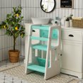 thumbnail image 3 of Infans Kids Kitchen Step Stool with Double Safety Rails Toddler Learning Stool Green, 3 of 7