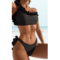 thumbnail image 2 of Meloria Swim and Fashion Pure Black Color Padded One Shoulder Ruffle Tied Sexy Two-Piece Swimwear, 2 of 5