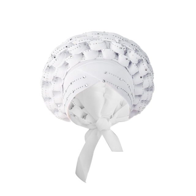 Sonducket African Turban Women Sequin Headwear Head Hair Headwrap Cover Scarf Girls Sombreros Blanco