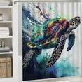 thumbnail image 6 of Blue Ocean Underwater World Sea View Big Turtle Coral Reef Art Home Decoration Bathroom Shower Curtain Multiple Sizes with Hooks, 6 of 7