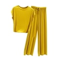 thumbnail image 2 of SDNall Womens Summer Slim Oversized Casual Loose Round Neck Versatile Slimming Pajama Set, 2 of 9