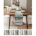 thumbnail image 4 of Table Runner 108 Inches Long for Kitchen Dining, White Green Blue Dresser Scarf Farmhouse, Dining Table Decorations for Wedding/Parties, Vintage Wooden Rustic White Daisy Floral 13 x 108 In, 4 of 9