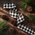 thumbnail image 4 of Black and White Checkered Wired Ribbon, 1 Roll, Buffalo Check Pattern, for Christmas Tree and Mantel Decoration, Craft Ribbon, 4 of 4