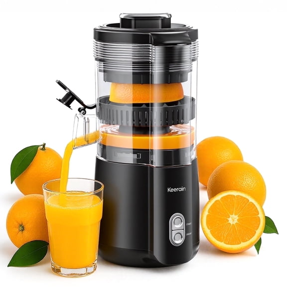 Keerain Electric Orange Juicer, Hand-Free Citrus Juicer Machine with Cleaning Brush, Automatic Juice Squeezer for Lemon, Lime, Grapefruit, Pomegranate