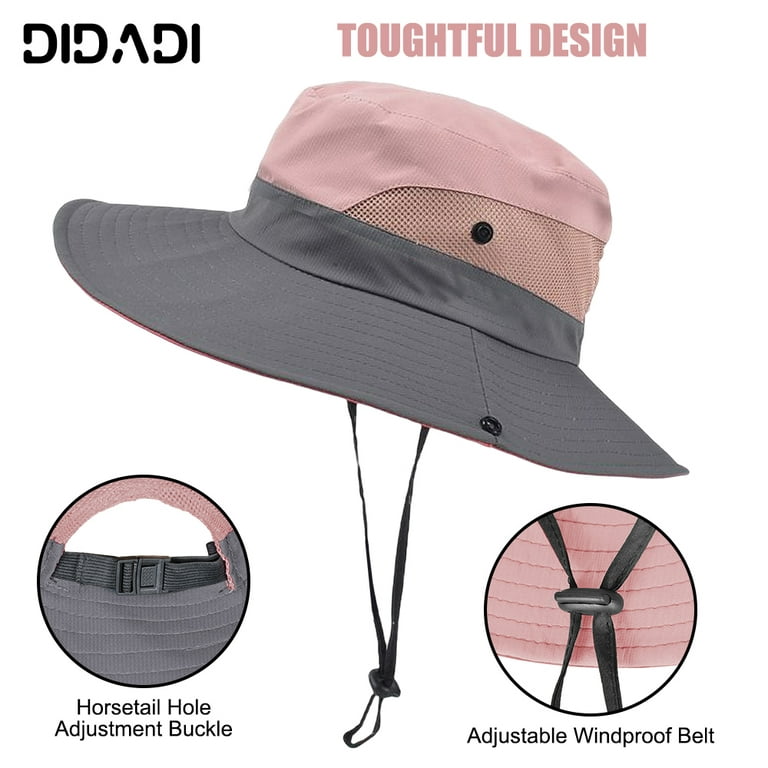 Didadi Sun Hats with UV Protection, Outdoor Tribe Sun Hat with Ponytail-Hole, Foldable Mesh Beach Hat , Breathable Bucket Hat for Women Fishing