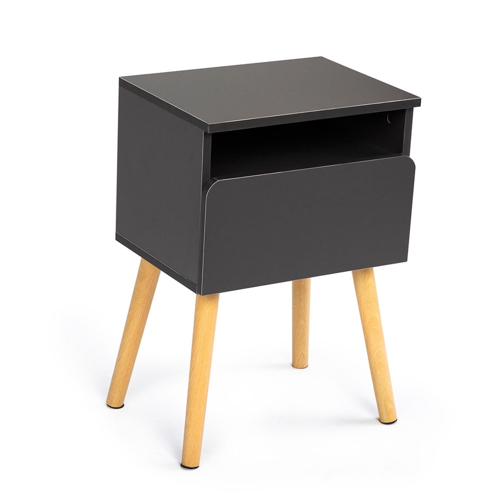 Private Jungle Nightstand with Drawer, Natural Wood Sofa Side End Table Bedside Night Stand with 4 Pine Legs,Gray Private Jungle Nightstand with Drawer, Natural Wood Sofa Side End Table Bedside Night Stand with 4 Pine Legs,Gray