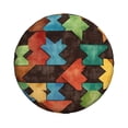 thumbnail image 2 of Multi-Size Car Tire Dust Cover Sunscreen, Corrosion, Dust And Water Keep Spare Tires Clean Saddlebrown Colorful Houndstooth Hand-Drawn Sketch_3 15 Inch, 2 of 8