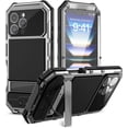 thumbnail image 2 of Compatible with iPhone 16 Pro max Case Heavy Duty Protection Dustproof Built in Screen Protector Rugged Stand 360 Full Body Military Grade Metal Bumper Phone Cases  (Silver 2024), 2 of 12