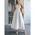thumbnail image 5 of Women Strapless Tube Maxi Dress Flowy Swing Long Sundress Sleeveless Summer Boho Beach Dress with Pokets White M, 5 of 8