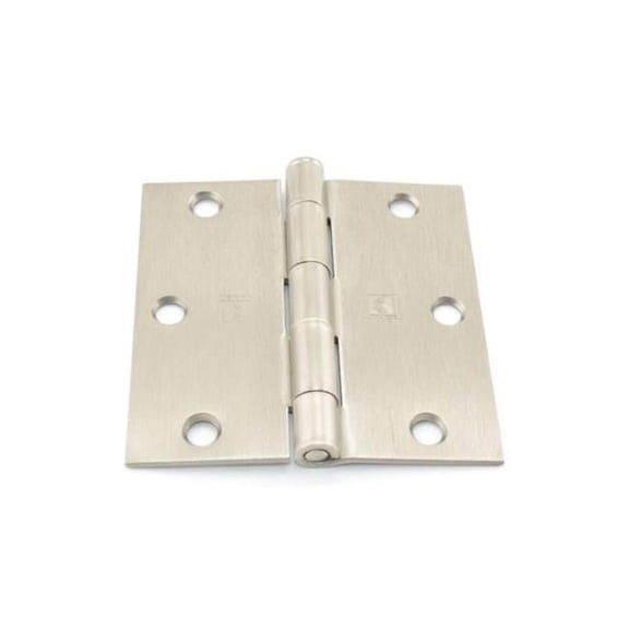 3.5 x 3.5 in. Steel Square Corner Full Mortise Plain Bearing Residential Hinge, No. 030555 Satin Nickel