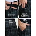 thumbnail image 6 of RAW X Mens Belted 12.5" Inseam Knee Length Cargo Shorts, Plaid Charcoal, 42, 6 of 7