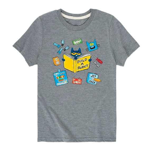 Pete The Cat - Build A Robot - Youth Short Sleeve Graphic T-Shirt