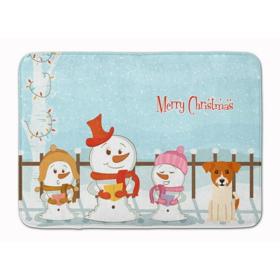 Merry Christmas Carolers Jack Russell Terrier Machine Washable Memory Foam Mat