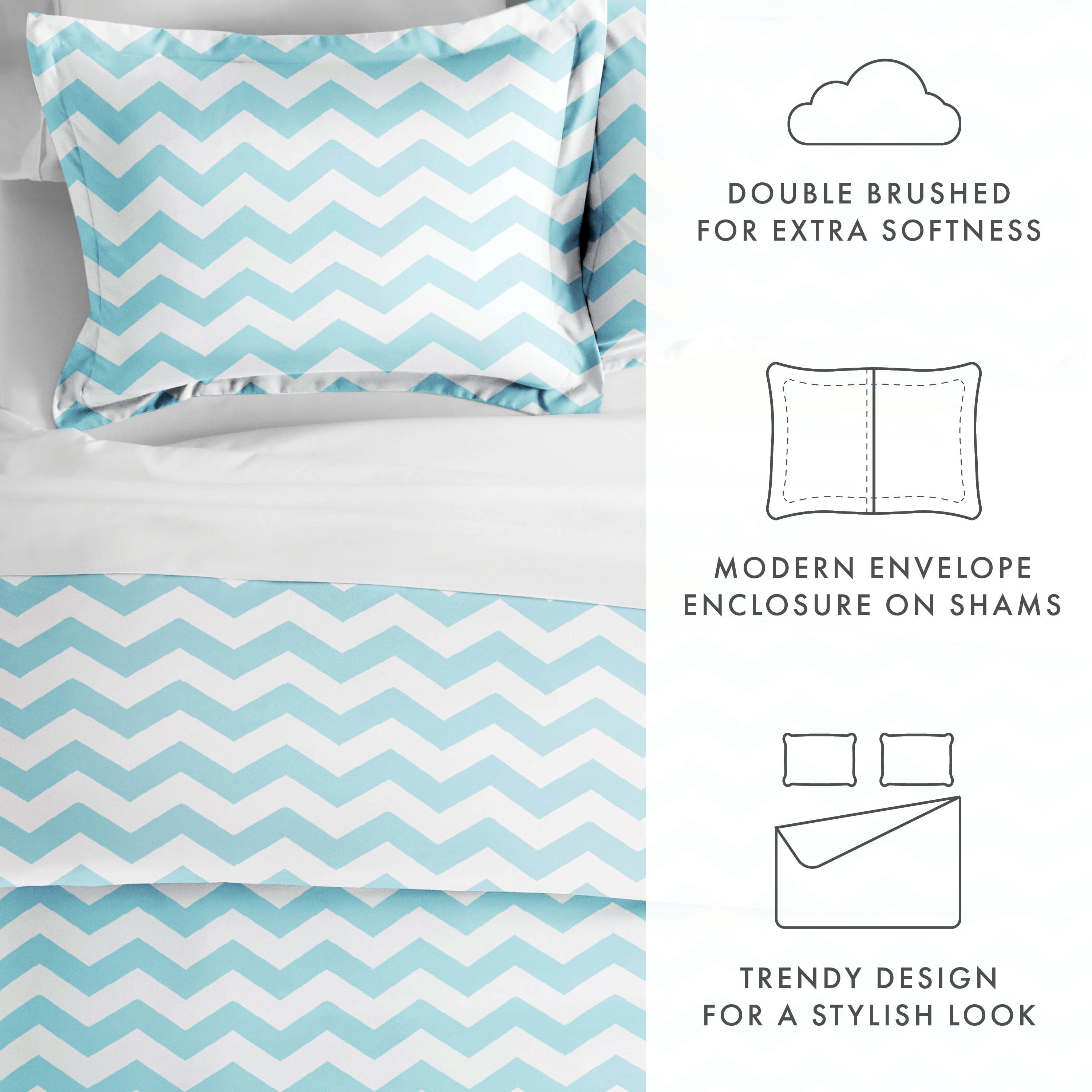 Noble Linens Turquoise Arrow Pattern Duvet Set 3-Piece Duvet Cover Set, Full/Queen