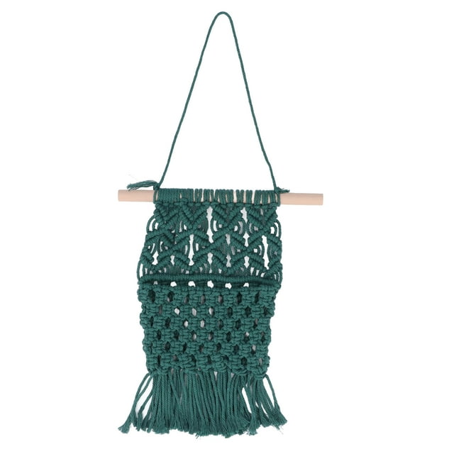 Tapiz de algodón tejido para colgar en la pared, decoración para el hogar, borlas, tapiz de fondo, color verde oscuro