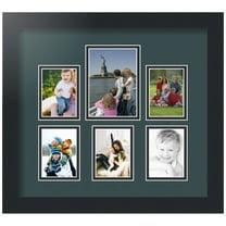 ArtToFrames Collage Photo Picture Frame with 1 - 3.5x5 and 5 - 2.5x3.5" Openings, Framed in Black with Evergreen and Black Mats (CDM-3926-260)