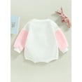 thumbnail image 4 of Bagilaanoe Newborn Baby Girl Boy Rompers Contrast Color Letter Print Long Sleeve Bodysuits 3M 6M 12M 18M Infant Patchwork One Piece Short Jumpsuit, 4 of 8