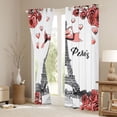 thumbnail image 3 of Homewish Red Bowtie Ribbon Blackout Curtains Set of 2 (52x84 Each),Paris Eiffel Tower Window Curtains,Romantic Rose Curtains and Drapes For Men Women,Ultra Soft Home Decor, 3 of 6