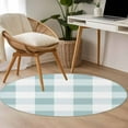 thumbnail image 5 of Aqua White Buffalo Check 3.3ft Round Rug, Farmhouse Plaid Modern Geometric Non-Skid Rubber Backing Large Area Rugs - Living Room Bedroom Home Office, Indoor Floor Mat Carpets Washable Rug, 5 of 9