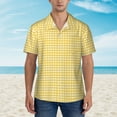 thumbnail image 4 of Daiia Yellow Gingham Hawaiian Shirt for Men Gentle Cotton Regular Short Sleeve Casual-Medium, 4 of 9