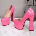 thumbnail image 2 of Women's Chunky High Heels Round Toe Pumps 14cm Heel 4cm Platform WZ, 2 of 10