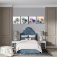 thumbnail image 5 of Flower Wall Art for Bathroom Bedroom Living Room Blue Orange Pink Green Flowers Wall Decor Floral Painting Canvas Print Picture Framed Artwork Ready to Hang (12x12inchx4), 5 of 6