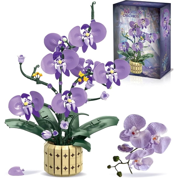 GZBricker Orchid Bouquet Building Set Compatible with Lego Flowers Blooming Model Home Decor for Adults Girls