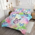 thumbnail image 5 of Psoiuetr Butterfly Comforter Set Rainbow Watercolor Printed Pattern Quilt Bedding Set for Girls Kids Teens Bedroom All Season Full 3 Pieces, 5 of 6