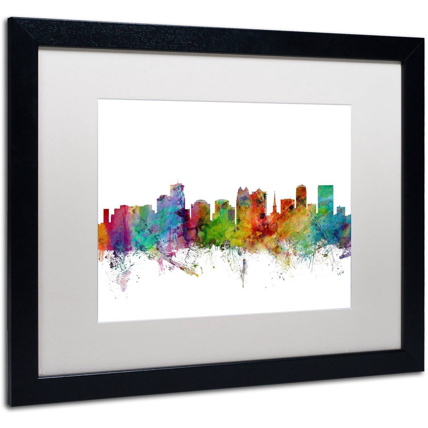 Trademark Fine Art 'Orlando Florida Skyline' Canvas Art by Michael Tompsett, White Matte, Black Frame