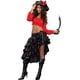 thumbnail image 4 of Falda Medieval renacentista de la Era victoriana para mujer, faldas góticas asimétricas en capas de satén con volantes negros, vestido pirata Steampunk con lazo, 4 of 5