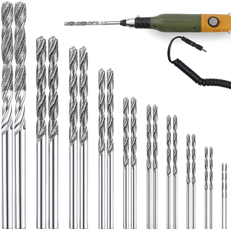 20 Pcs Diamond Drill Bits Set Twist Diamond Tip Drill Bit Heavy Duty Mini Diamond Drill Bit Set