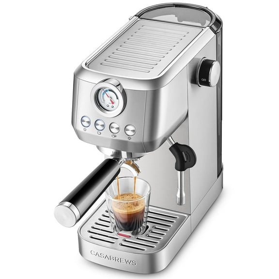 CASABREWS 3700 GENSE 20 Bar Espresso Machine with Pressure Gauge, 58mm Brewing System, Stainless Steel, 43.9 oz Water Tank