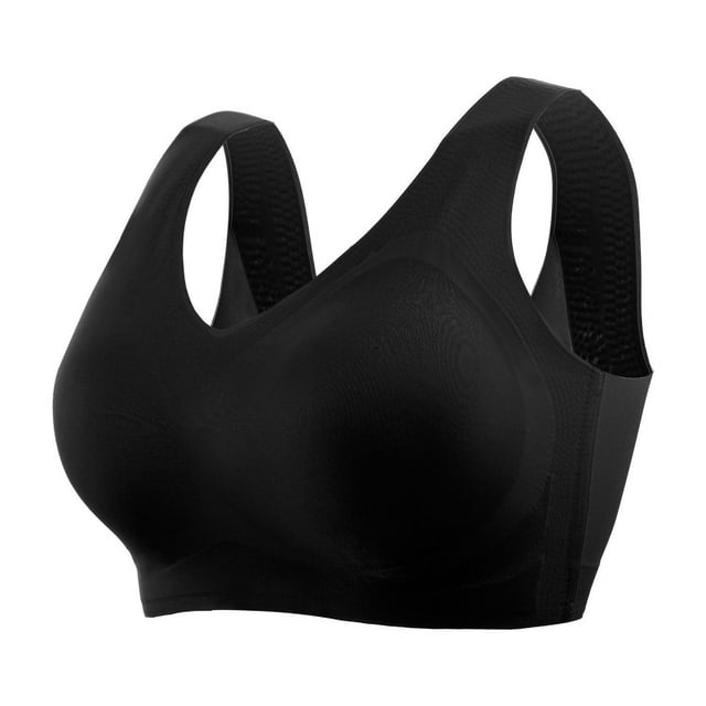 Ropa interior suave sin costuras, cómoda, inalámbrica, de pecho grande, sujetador pequeño, transpirable, copa fija, fruncida, brillante, talla grande