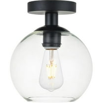 Baxter 1 Light Flush Mount Ceiling Light with Clear Glass, Black
