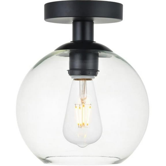 Baxter 1 Light Flush Mount Ceiling Light with Clear Glass, Black