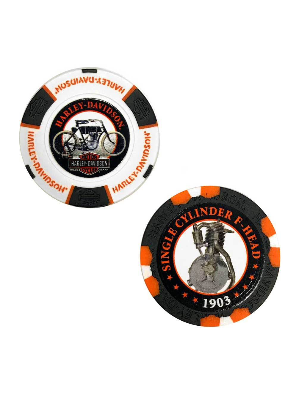 Black 2 pc 2 colors HARLEY DAVIDSON  poker chip samples set 222 Orange 