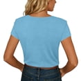 thumbnail image 5 of Babysbule Women's V Neck Button Placket Short Sleeve Henley T Shirt, Casual Loose Fit Top for Daily All Season Wear, 5 of 6