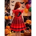 thumbnail image 4 of Hulaha Girls Red Punk Dress Kids Party Dress Costume with Wig, 4 of 5