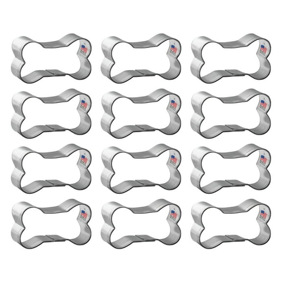 Mini Dog Bone Dozen Cookie Cutters 1.5 inches/each A4001-W12 - The Cookie Cutter Shop - Tin Plate Steel