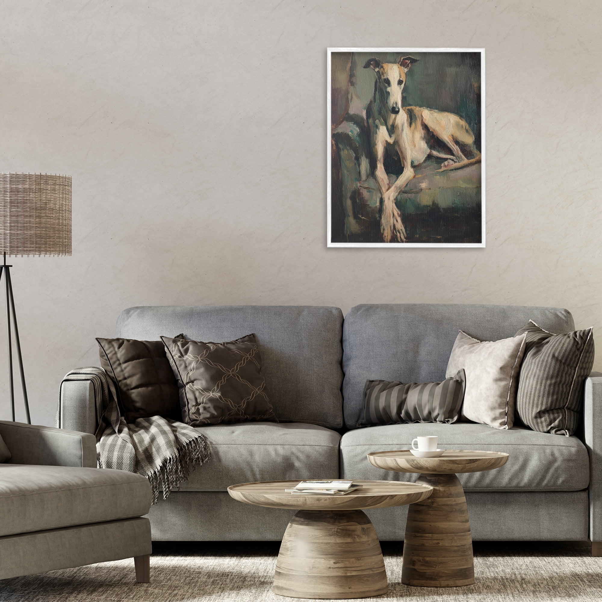 Stupell Industries Regal Comfort Whippet Dog White Framed Giclee Art, design by Svetlana Aleynikova