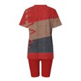 thumbnail image 4 of Wyobmus Women 2 Piece Short Outfits Set Color Blocked Half Sleeve V Neck T Shirt Biker Shorts Loose Fit Workout Tracksuit B-Red, 4 of 6